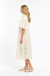 365 DAYS: ANNIE EMBROIDERED DRESS - ANTIQUE CREAM