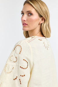 365 DAYS: ANNIE EMBROIDERED TOP - ANTIQUE CREAM