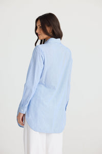 BRAVE & TRUE: AVA SHIRT - BLUE PINSTRIPE