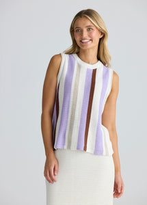 HOLIDAY LOVE: DARCIA KNIT TOP - LILAC STRIPE