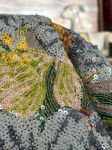 MISS MOSS: MILLA FLORAL CLUTCH - BABY BLUE/GREEN