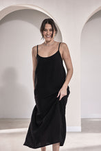 Load image into Gallery viewer, EADIE: FUNDAMENTAL LINEN MIDI - BLACK
