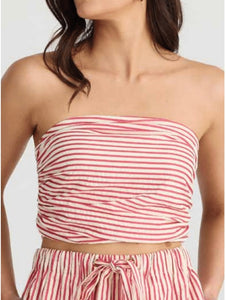 BRAVE & TRUE: AVALON STRAPLESS TOP - RED/WHITE STRIPE