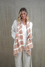 Load image into Gallery viewer, RUSTIC LINEN: SKYE SCARF/WRAP - RUST &amp; WHITE STRIPE
