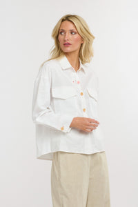 365 DAYS: MAVERICK LINEN SHIRT - WHITE/PINK