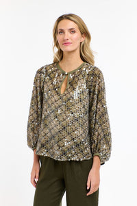 365 DAYS: MEDUSA SEQUIN TOP - OLIVE