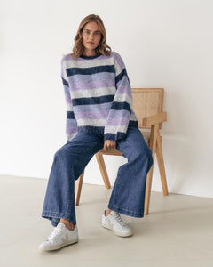 MOSS: PASCAL STRIPE KNIT - LILAC & NAVY