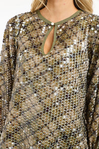 365 DAYS: MEDUSA SEQUIN TOP - OLIVE