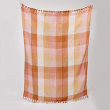 Load image into Gallery viewer, HOLIDAY HOME: LINEN CHECK THROW - NUTMEG
