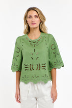 Load image into Gallery viewer, 365 DAYS: ANNIE EMBROIDERED TOP - KELLY GREEN
