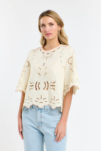 365 DAYS: ANNIE EMBROIDERED TOP - ANTIQUE CREAM