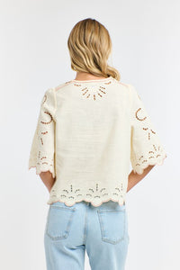 365 DAYS: ANNIE EMBROIDERED TOP - ANTIQUE CREAM