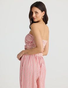 BRAVE & TRUE: AVALON STRAPLESS TOP - RED/WHITE STRIPE