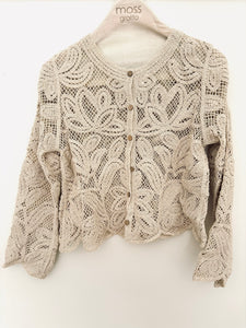 MOSS: ELIZA CROCHET CARDIGAN- NATURAL