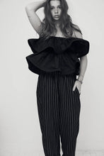 Load image into Gallery viewer, MAMAPAPA: GORDES FRILL TOP - BLACK
