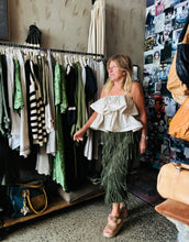 Load image into Gallery viewer, URBAN LUXURY: FRINGE AFFAIR SKIRT - KHAKI
