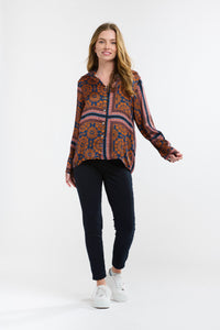 ITALIAN STAR: MONROE BATWING TOP - ORANGE/NAVY