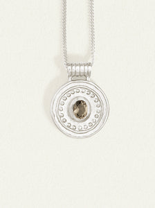 TEMPLE OF THE SUN: DENARII COIN NECKLACE - STERLING SILVER-SMOKY QUARTZ