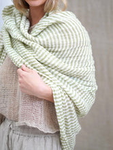 Load image into Gallery viewer, RUSTIC LINEN: SKYE SCARF/WRAP - GREEN &amp; WHITE STRIPE

