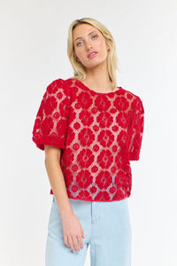 365 DAYS: IVY EMBROIDERED TOP - RED