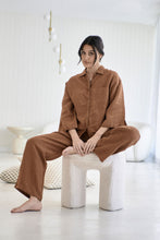 Load image into Gallery viewer, EADIE: FUNDAMENTAL WIDE LEG LINEN PANT - NUTMEG
