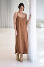 Load image into Gallery viewer, EADIE: FUNDAMENTAL LINEN MIDI DRESS - NUTMEG
