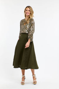 365 DAYS: MEDUSA SEQUIN TOP - OLIVE