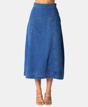 Load image into Gallery viewer, MOSS: POLLY A-LINE DENIM SKIRT - FRENCH BLUE
