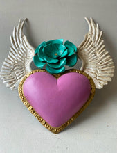 Load image into Gallery viewer, MEXICANO: SANTIAGO HEART WITH WINGS &amp; PINK ROSE
