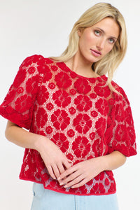 365 DAYS: IVY EMBROIDERED TOP - RED