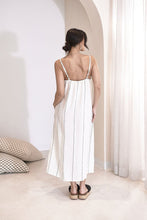 Load image into Gallery viewer, EADIE: CARTER LINEN MIDI DRESS - OFF WHITE W/- CHARCOAL STRIPE
