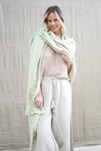 Load image into Gallery viewer, RUSTIC LINEN: SKYE SCARF/WRAP - GREEN &amp; WHITE STRIPE
