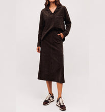 Load image into Gallery viewer, MOSS GROTTO: FLORENCE FAUX SUEDE SKIRT - CHOCOLATE
