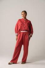 Load image into Gallery viewer, FOUND BY TWO: MORNING AFTER SHIRT - RED WITH SIDE STRIPE
