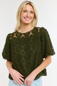 365 DAYS: IVY EMBROIDERED TOP - KHAKI FLORAL