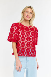 365 DAYS: IVY EMBROIDERED TOP - RED