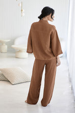 Load image into Gallery viewer, EADIE: FUNDAMENTAL WIDE LEG LINEN PANT - NUTMEG
