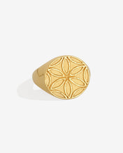 Load image into Gallery viewer, TEMPLE OF THE SUN: SEED OF LIFE RING - GOLD VERMEIL
