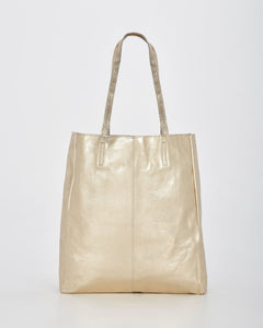 COBB & CO: VENUS METALLIC HOBO TOTE - CHAMPAGNE