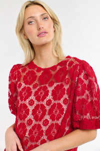 365 DAYS: IVY EMBROIDERED TOP - RED