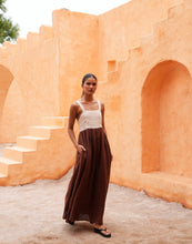 Load image into Gallery viewer, SHANTY: BRITTA DRESS - CHOCOLATE/NATURAL
