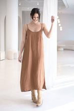 Load image into Gallery viewer, EADIE: FUNDAMENTAL LINEN MIDI DRESS - NUTMEG
