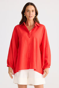 BRAVE & TRUE: MONTY SHIRT - POPPY RED