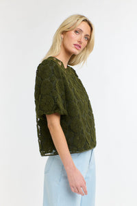 365 DAYS: IVY EMBROIDERED TOP - KHAKI FLORAL