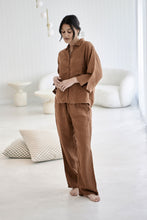 Load image into Gallery viewer, EADIE: FUNDAMENTAL WIDE LEG LINEN PANT - NUTMEG
