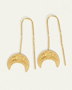 TEMPLE OF THE SUN: HANGING MOON EARRINGS - GOLD