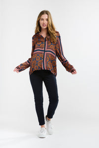 ITALIAN STAR: MONROE BATWING TOP - ORANGE/NAVY