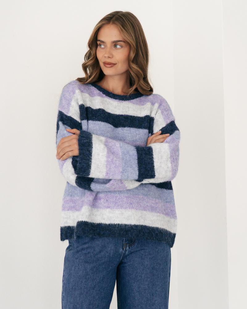 MOSS: PASCAL STRIPE KNIT - LILAC & NAVY