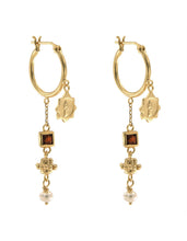 Load image into Gallery viewer, CLEOPATRA’S BLING: JEANNE EARRINGS WITH GARNET - 18K GOLD PLATED
