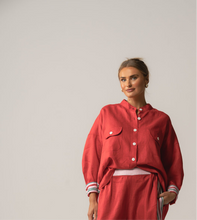 Load image into Gallery viewer, FOUND BY TWO:  LUISA PANT - RED WITH SIDE STRIPE
